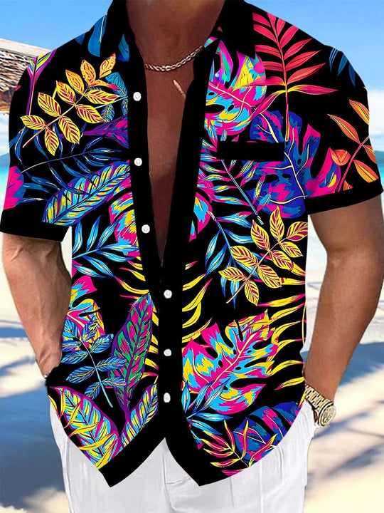 Hawaiian Leaf Men's Pocket Short Sleeve Shirts