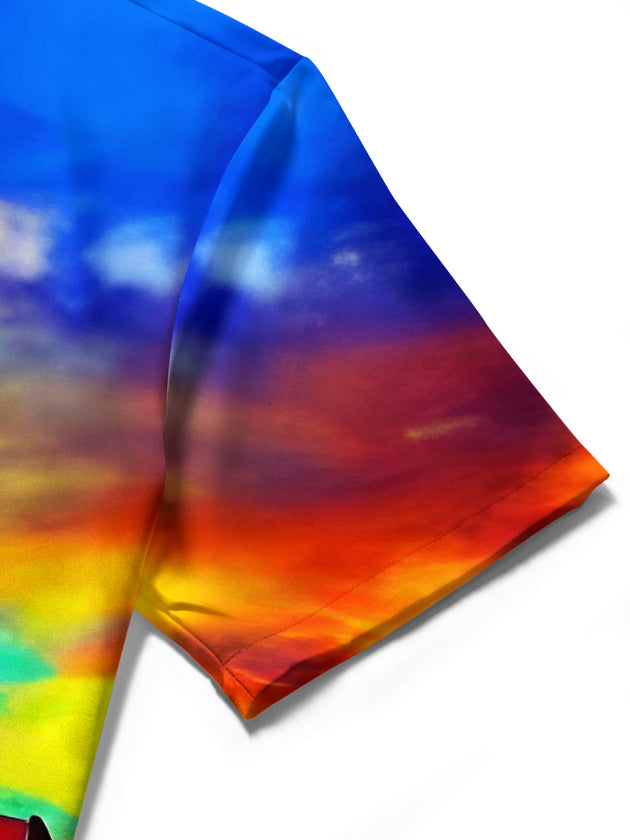 Men's Hawaiian short sleeve shirt pocket close-up detail