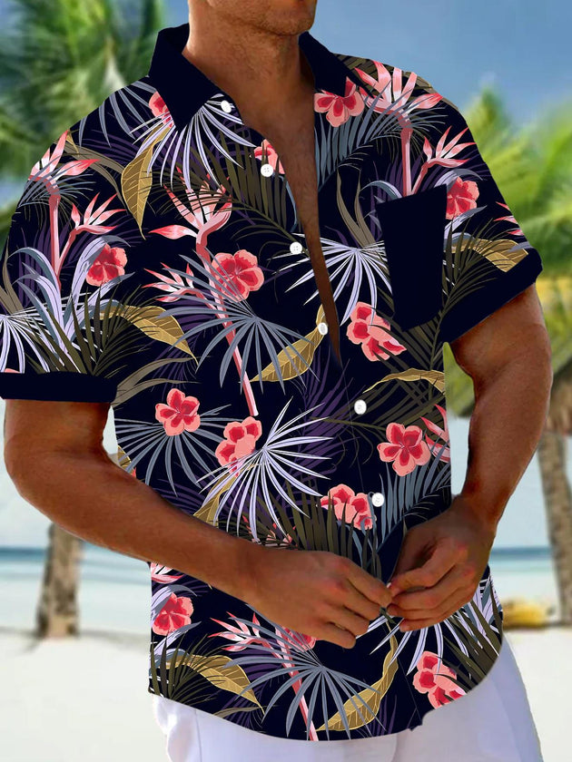 men's Hawaiian shirt front view tropical beach vacation