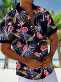 Hawaiian Plant Leaves Floral Print Men's Pocket Short Sleeve Shirts