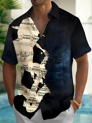 men's music print shirt front view