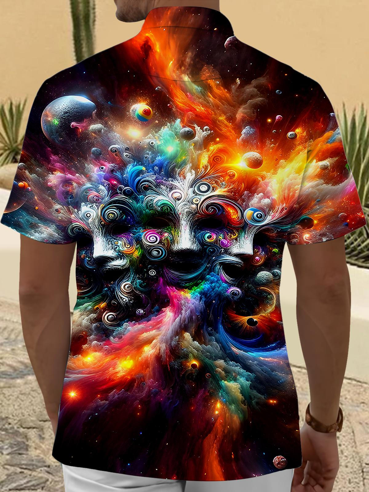 Universe Face Men's Pocket Short Sleeve Shirts