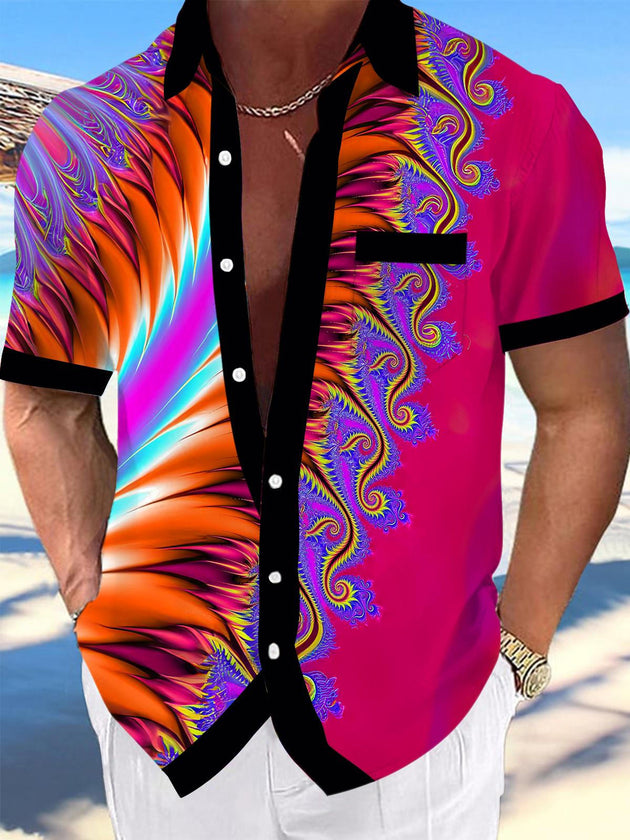 men abstract print short sleeve shirt front view