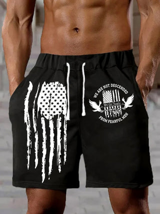men's patriotic shirt casual pants back view