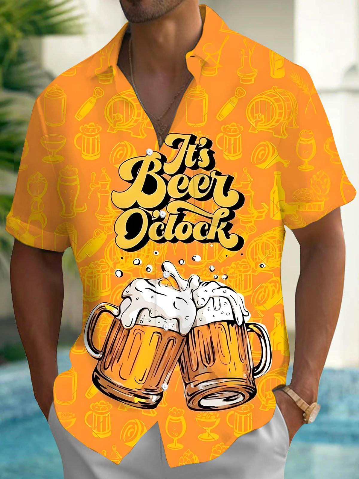 Hawaiian Beer Men's Pocket Short Sleeve Shirts