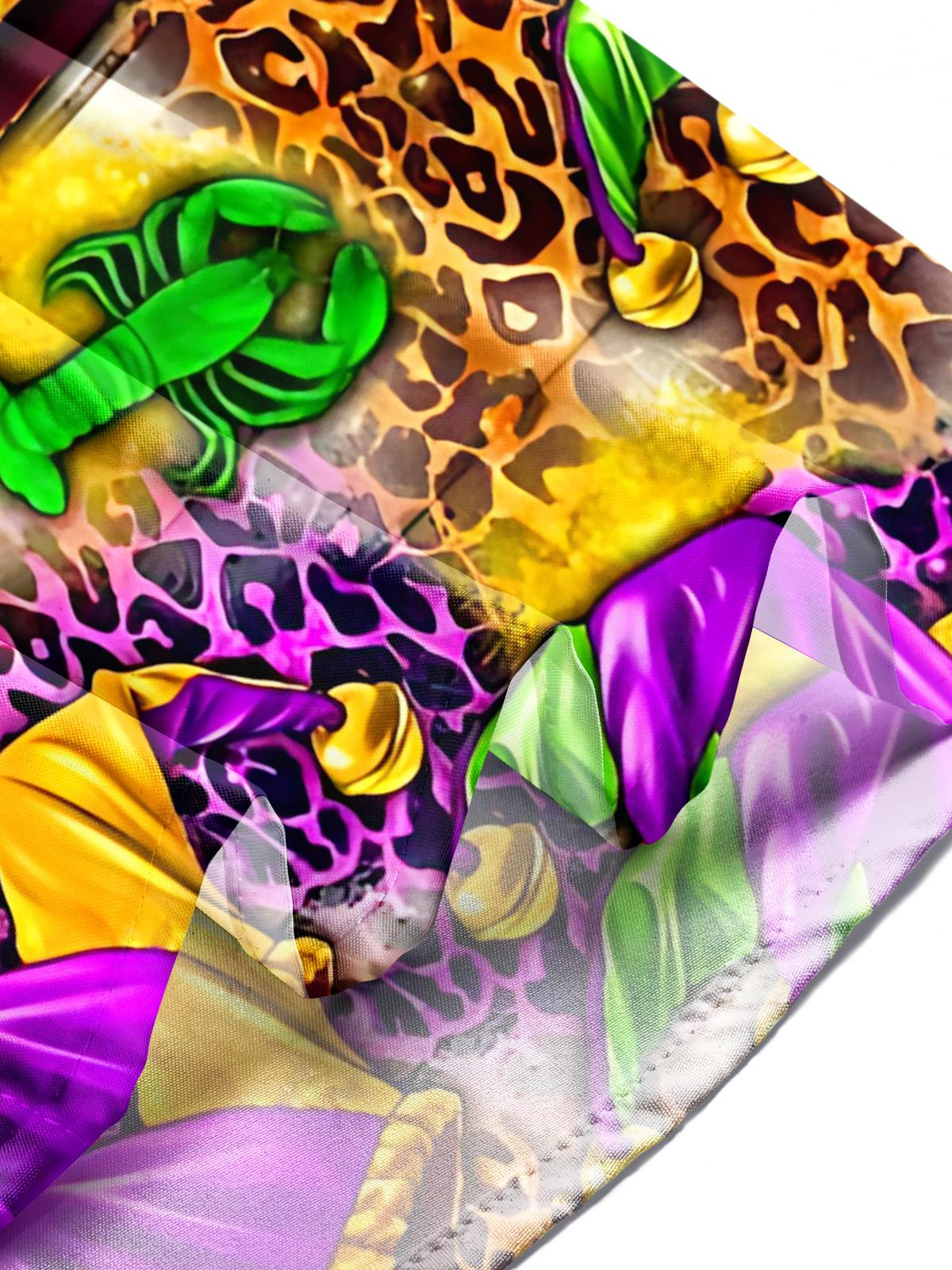 Mardi Gras Print Men's Pocket Short Sleeve Shirts