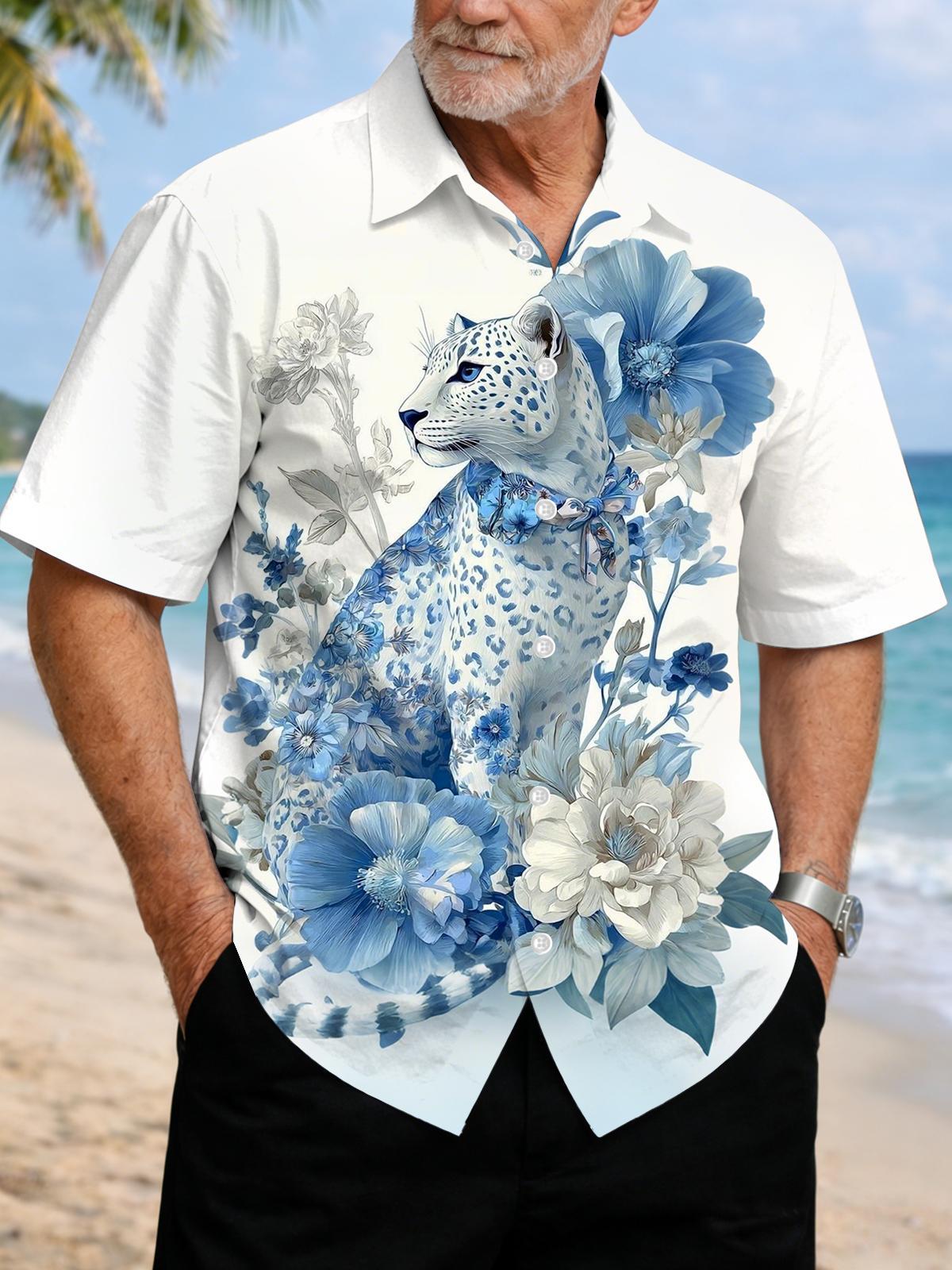 men's leopard print shirt front view