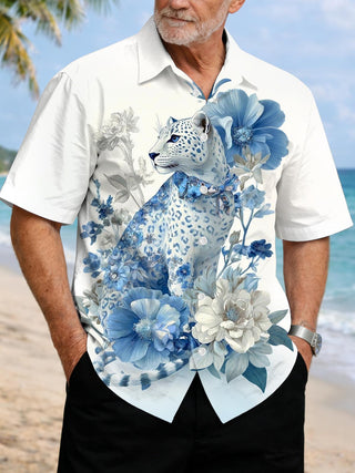 men's leopard print shirt front view