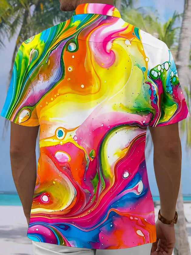 Colorful Abstract Men's Pocket Short Sleeve Shirts