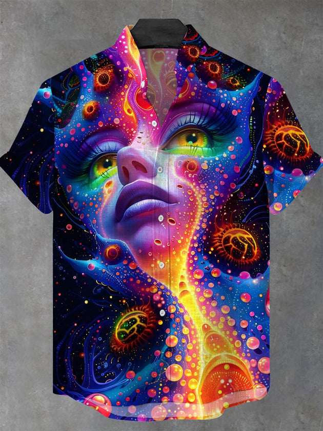men's art print shirt front view