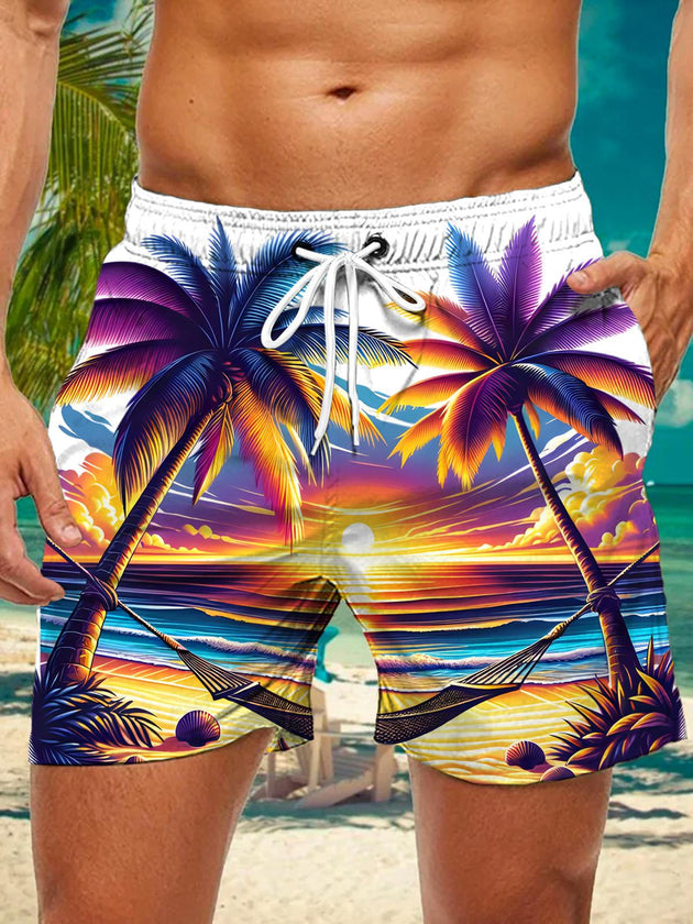men's Hawaiian casual pants front view tropical beach vacation
