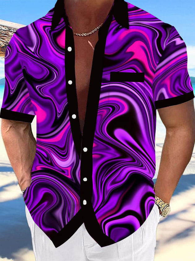 Men's abstract print short sleeve shirt front view