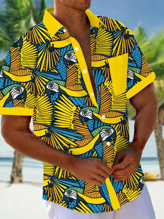 men's parrot print shirt front view
