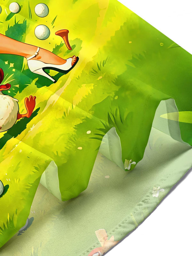 Retro Golf Girl Funny Men's Pocket Short Sleeve Shirts