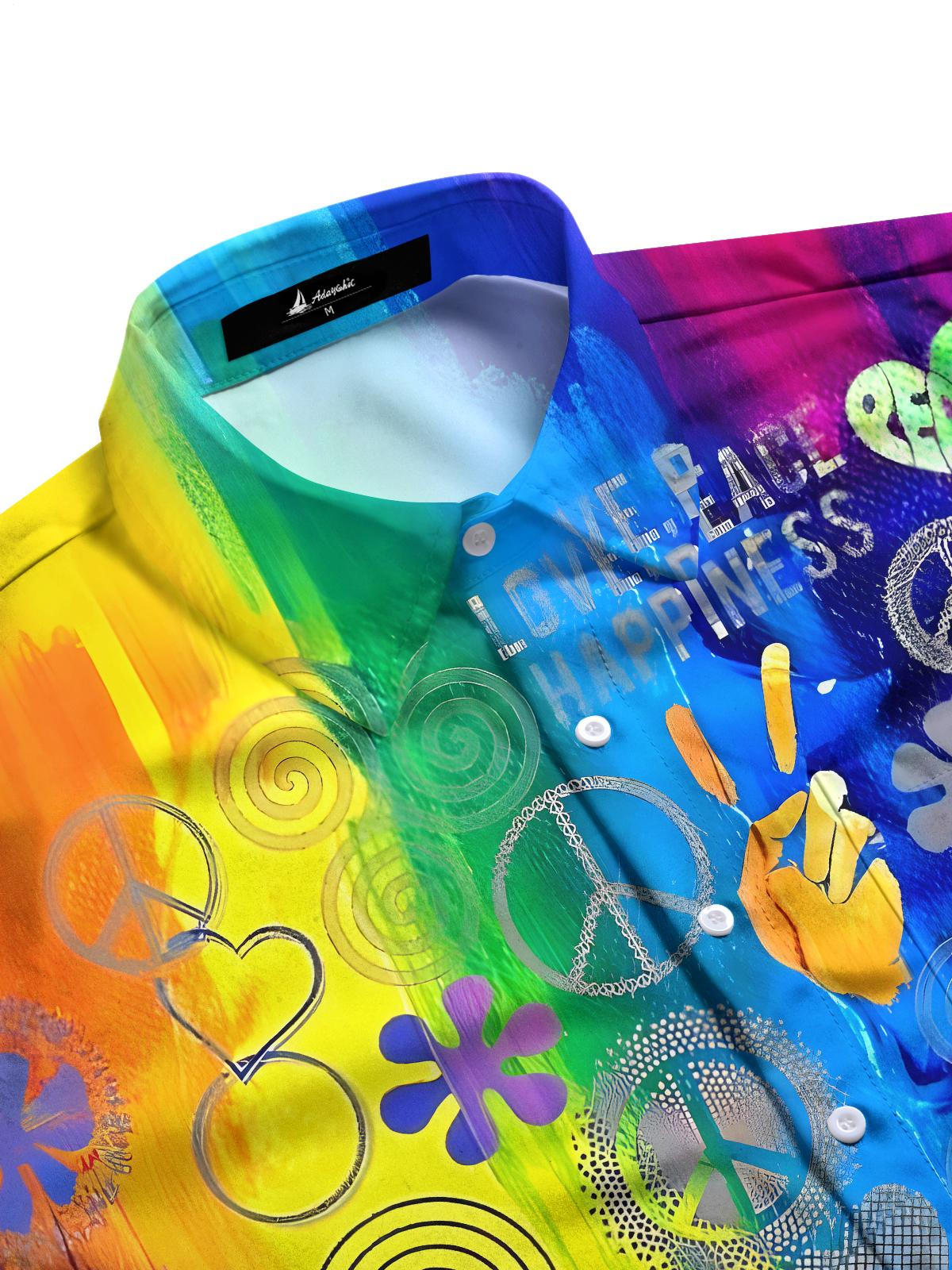 Tie Dye Hippie Men's Pocket Long Sleeve Shirts