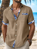 Floral Short Sleeve Men's Shirts With Pocket