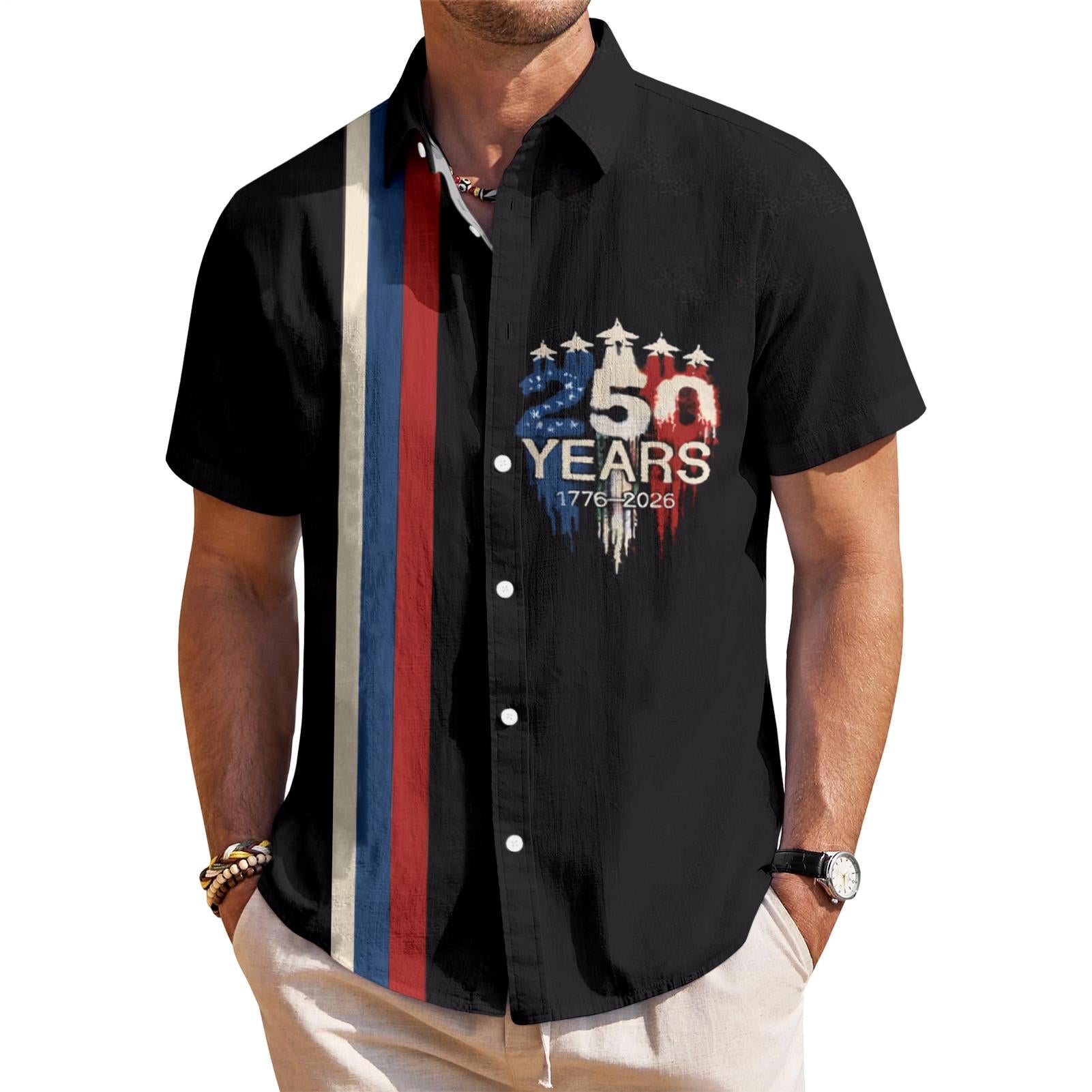 men's Hawaiian shirt front view Independence Day