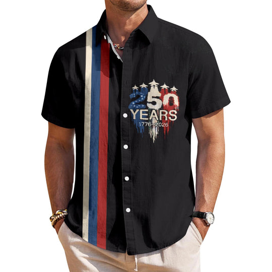 men's Hawaiian shirt front view Independence Day