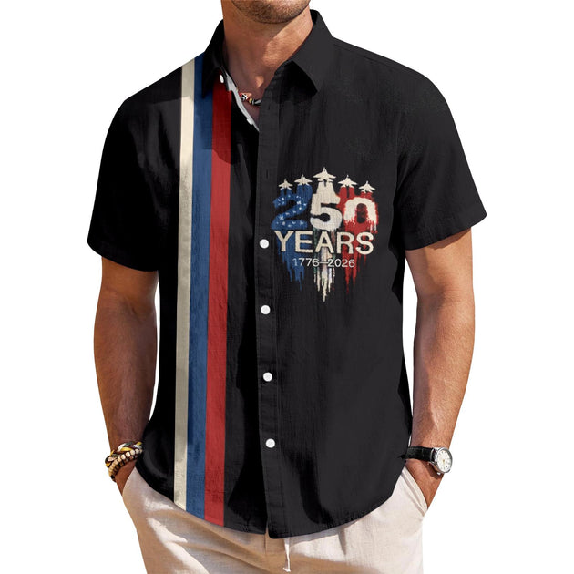 men's Hawaiian shirt front view Independence Day