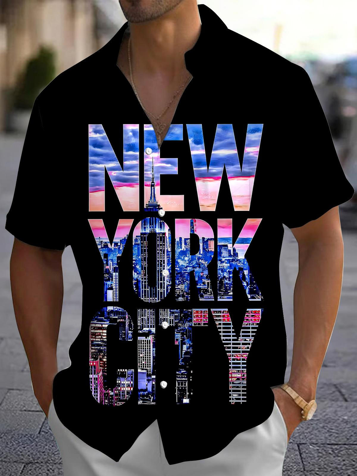NEW YORK CITY Men's Pocket Short Sleeve Shirts