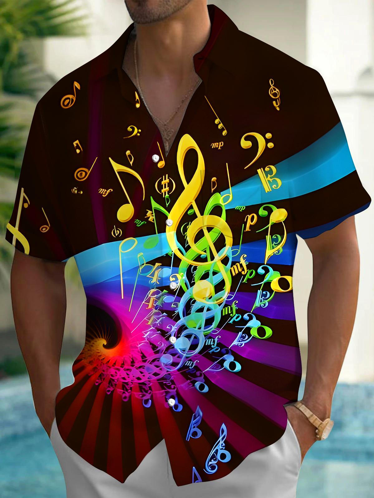 Musical Notes Men's Pocket Short Sleeve Shirts