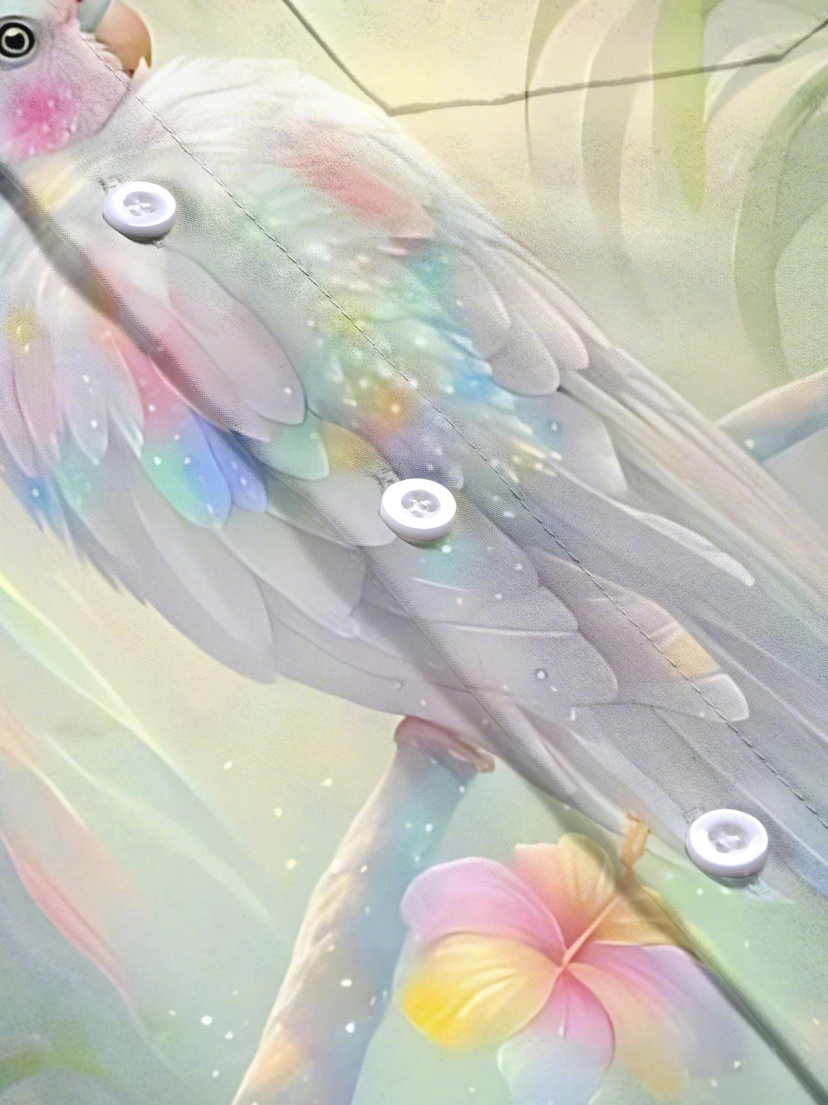 Parrot Print Men's Pocket Short Sleeve Shirts