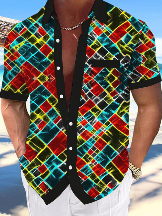 men's patterned sweater shirt front view