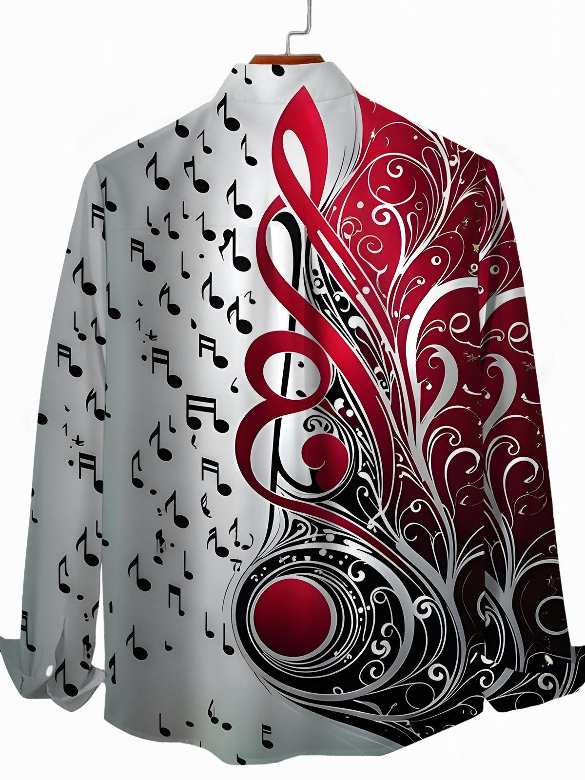 Musical Note Men's Pocket Long Sleeve Shirts