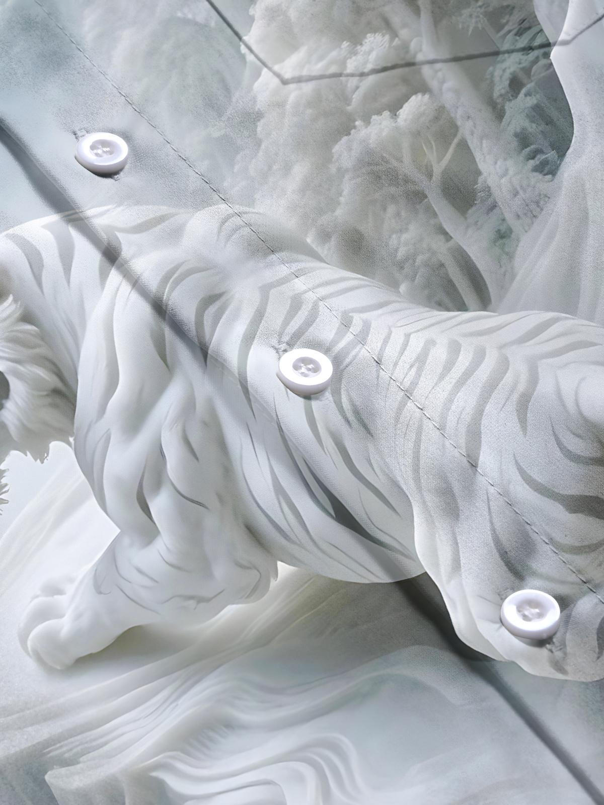 Forest Tiger Art Print Men's Pocket Short Sleeve Shirts