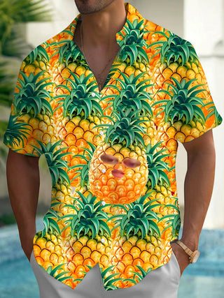 men's pineapple print shirt front view