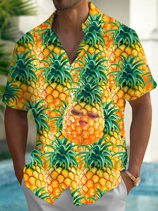 men's pineapple print shirt front view