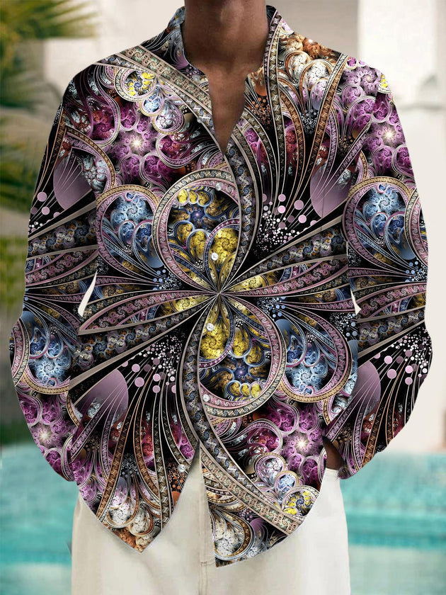 men's abstract print shirt front view