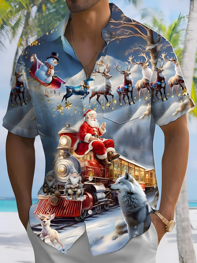 men's Christmas shirt front view holiday party