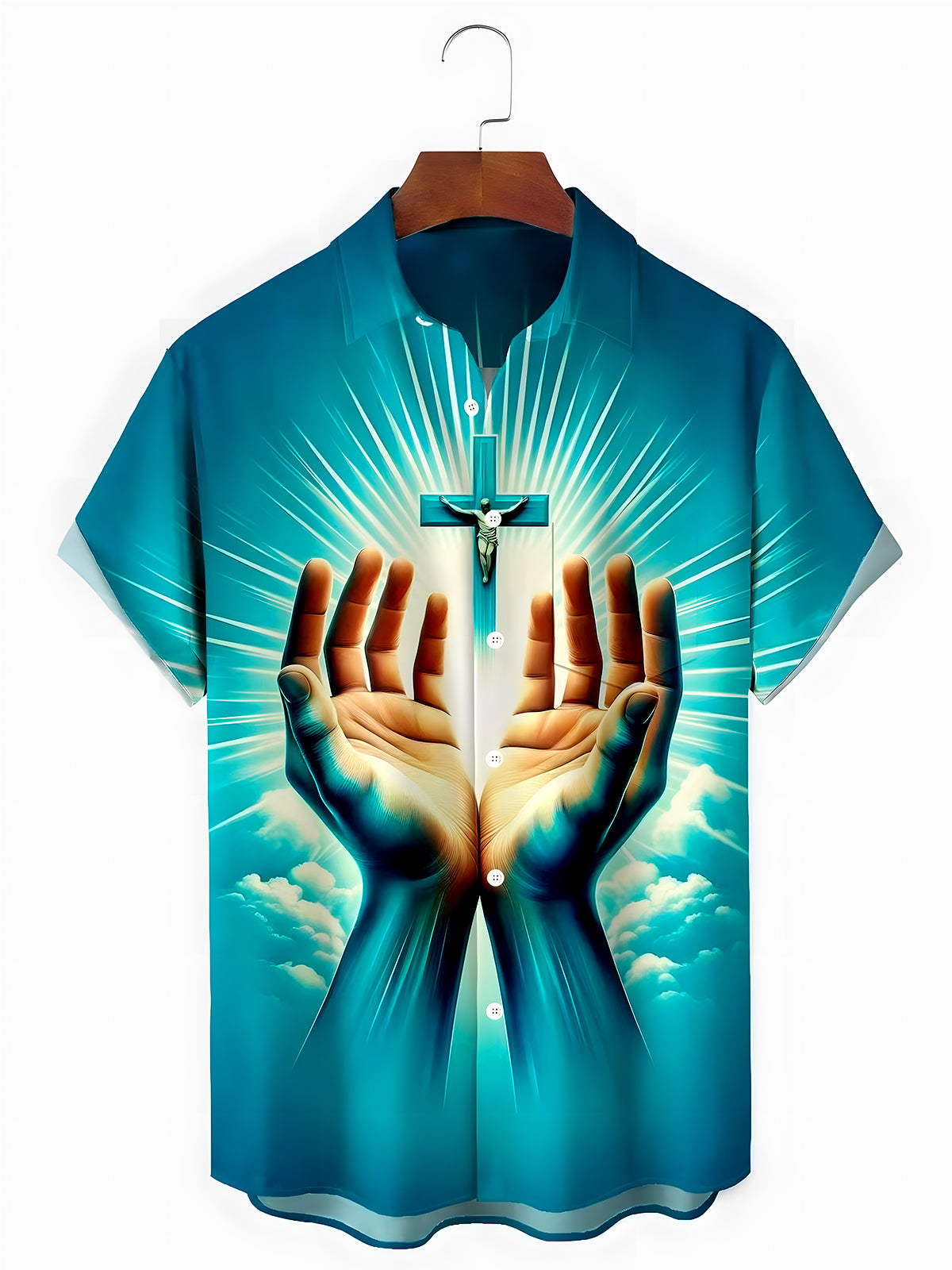 Religion Cross Men's Pocket Short Sleeve Shirts