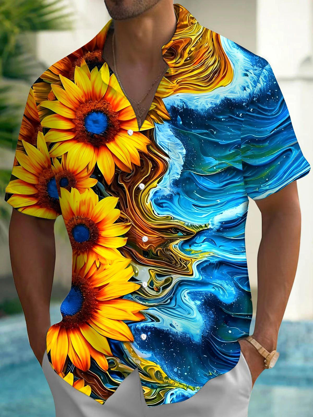 Sunflower Men's Pocket Short Sleeve Shirts