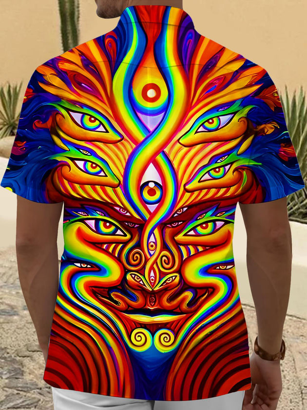 men's trippy pattern shirt back view