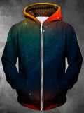 Tie Dye Long Sleeve Pocket Men's Zip Up Hoodies