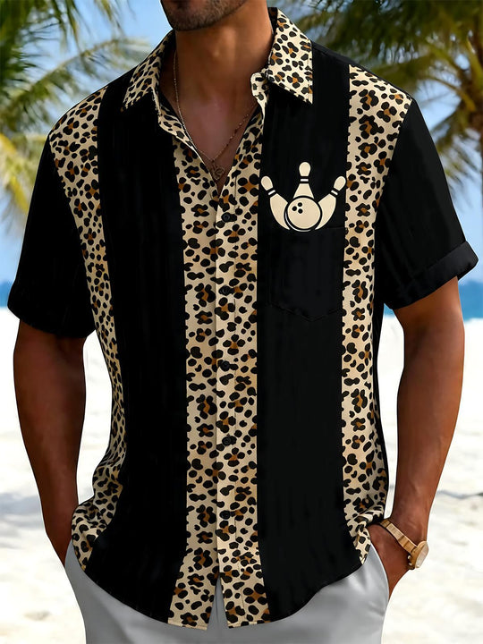 men's leopard print shirt front view