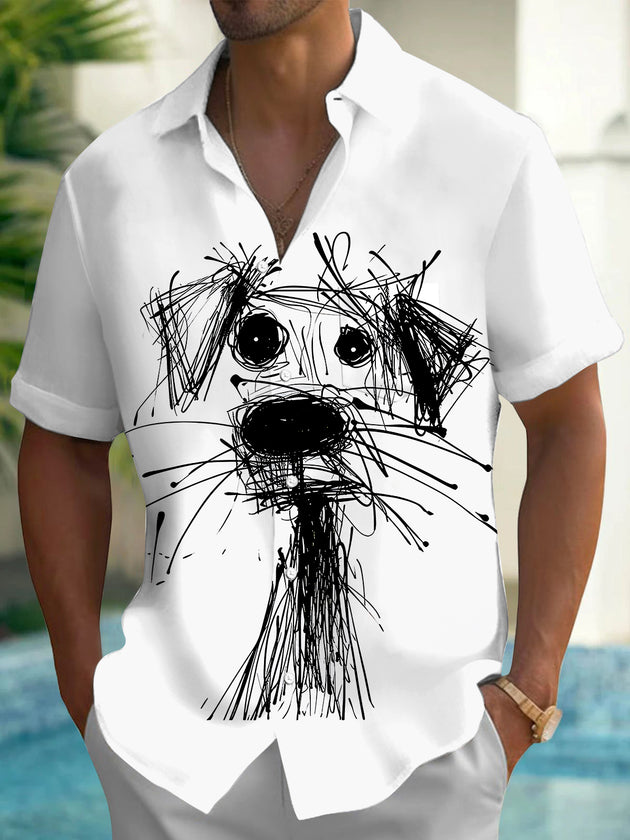 Dog Men's pocket short sleeve shirt back view