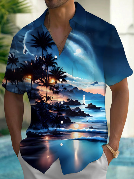 men's Hawaiian shirt front view beach vacation