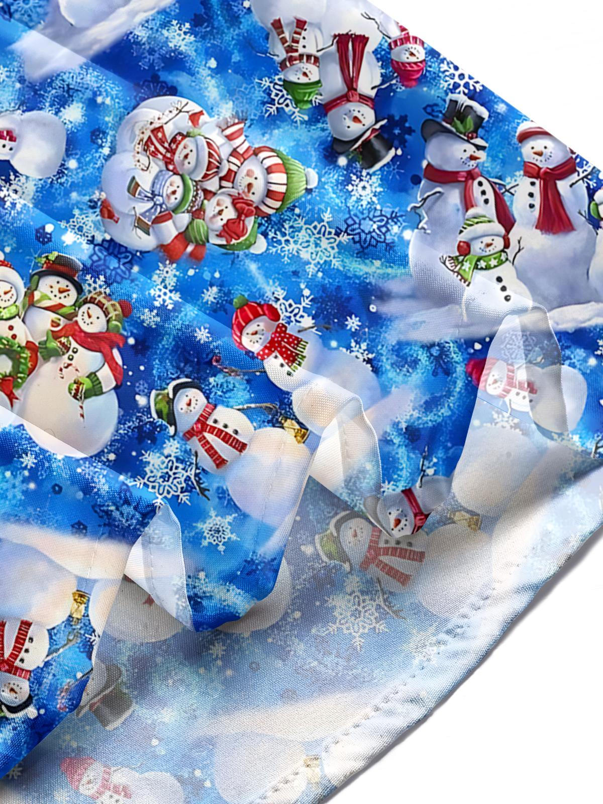 Winter Christmas Snowman Print Men's Pocket Long Sleeve Shirts