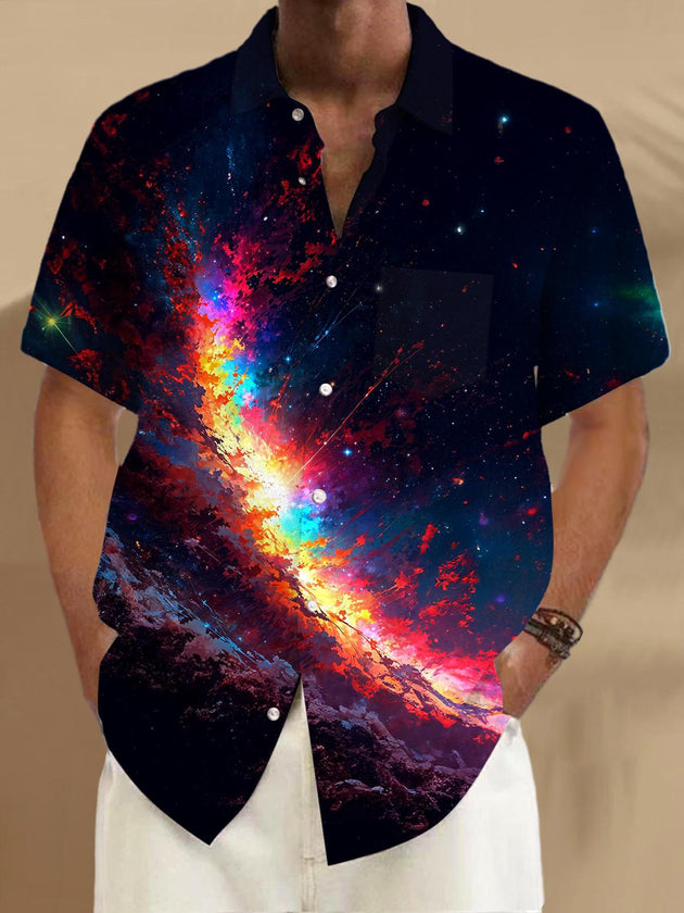 men's abstract print shirt front view