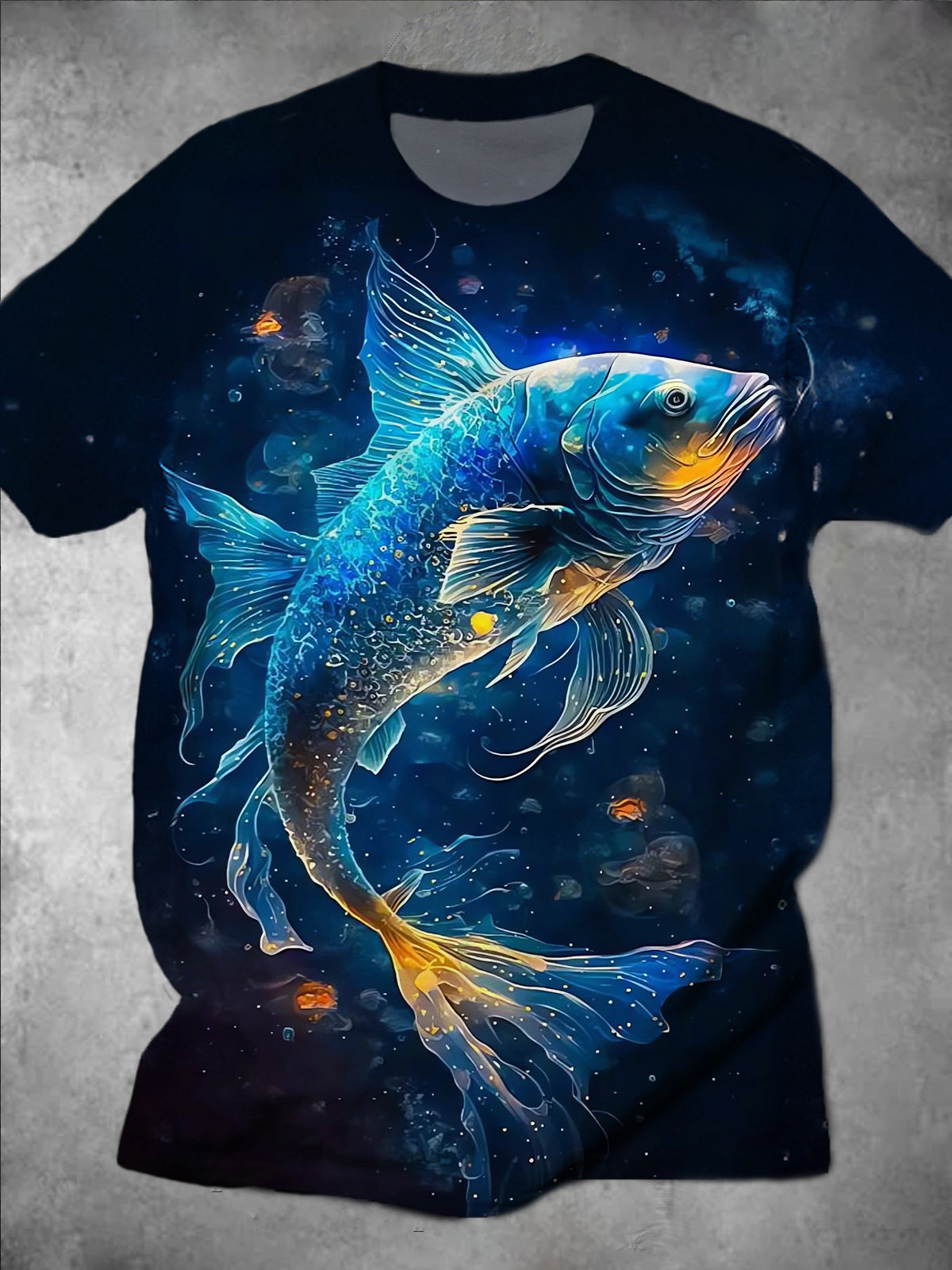 Fish Round Neck Short Sleeve Men's T-shirt