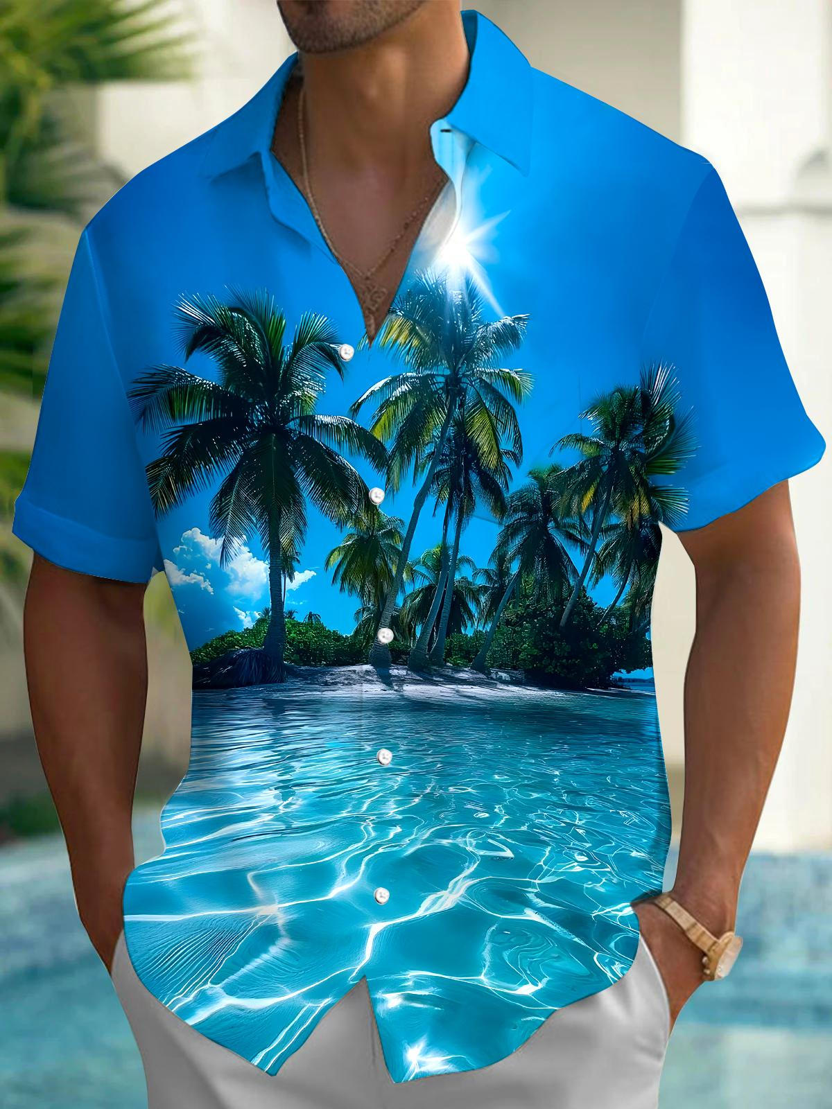 Hawaiian Men's Pocket Short Sleeve Shirts