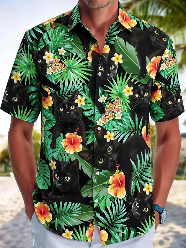men's Hawaiian shirt front view tropical beach vacation