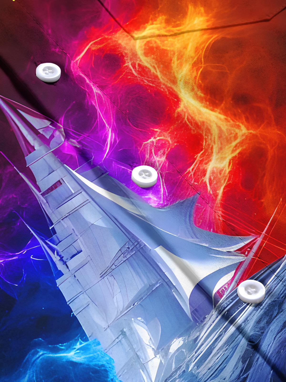 Art Interstellar Boat Men's Pocket Long Sleeve Shirts