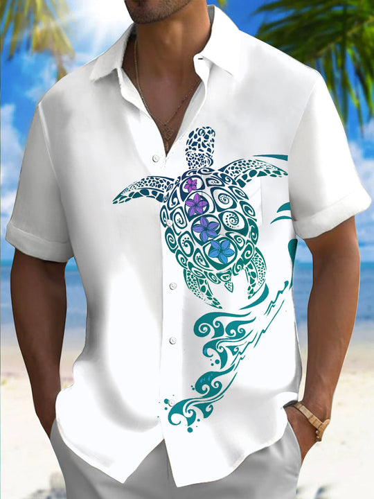 men's Hawaiian shirt front view tropical beach vacation
