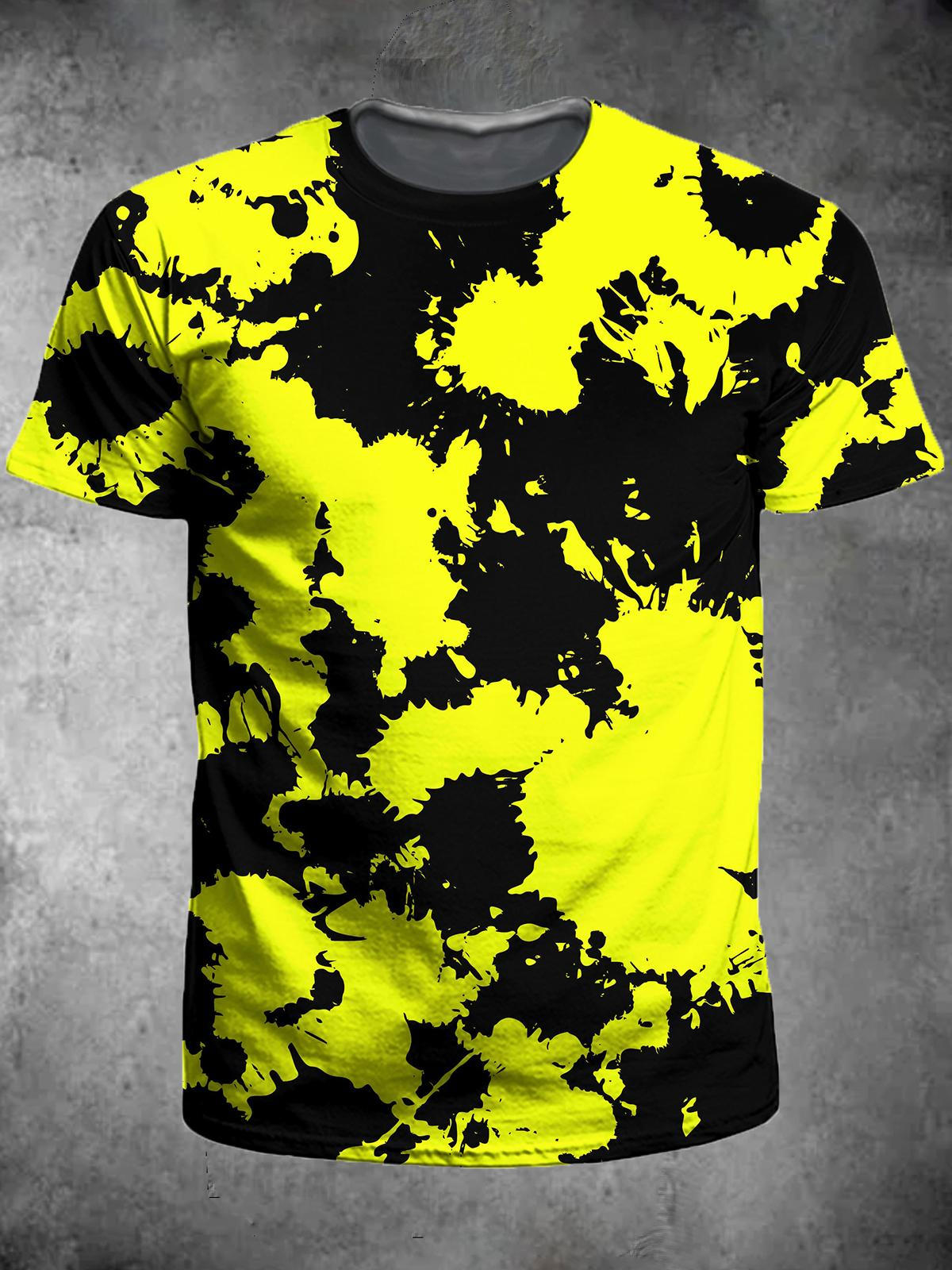 Tie Dye Round Neck Short Sleeve Men's T-shirt