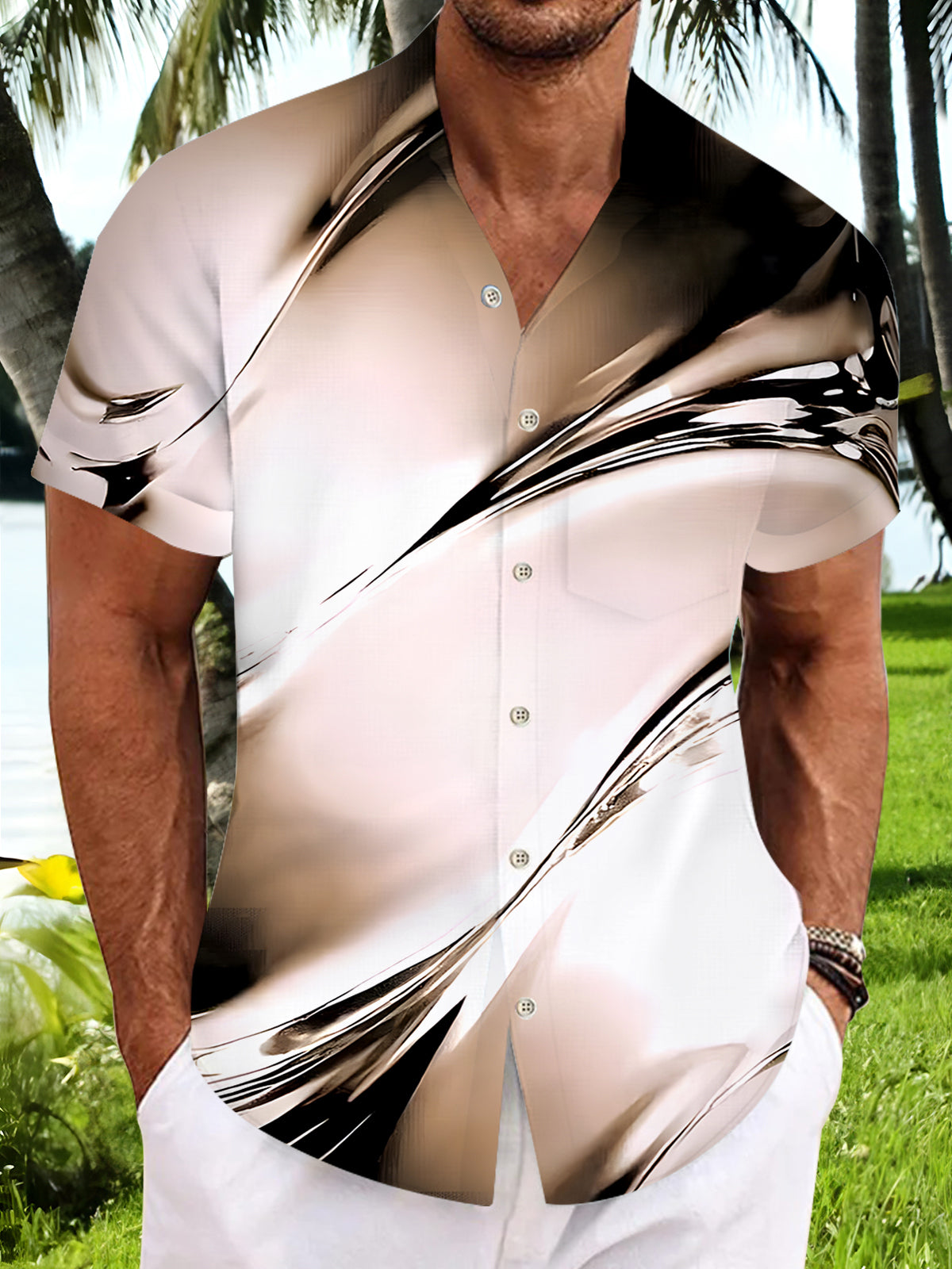 Abstract Men's Pocket Short Sleeve Shirts
