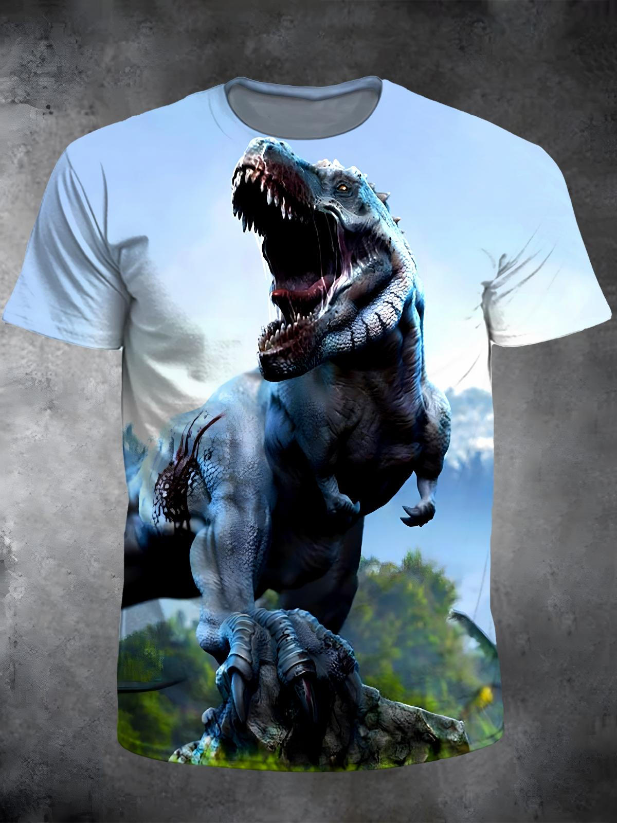 Dinosaur Round Neck Short Sleeve Men's T-shirt